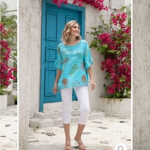 Orange Amore Tropical Women’s Linen Shirt size s/m